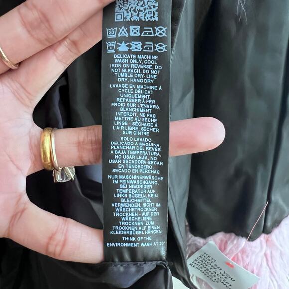 ASOS DESIGN Brog Cuff Faux Leather Black & Pink 70’s Retro Jacket Women's US 14 - Picture 8 of 10